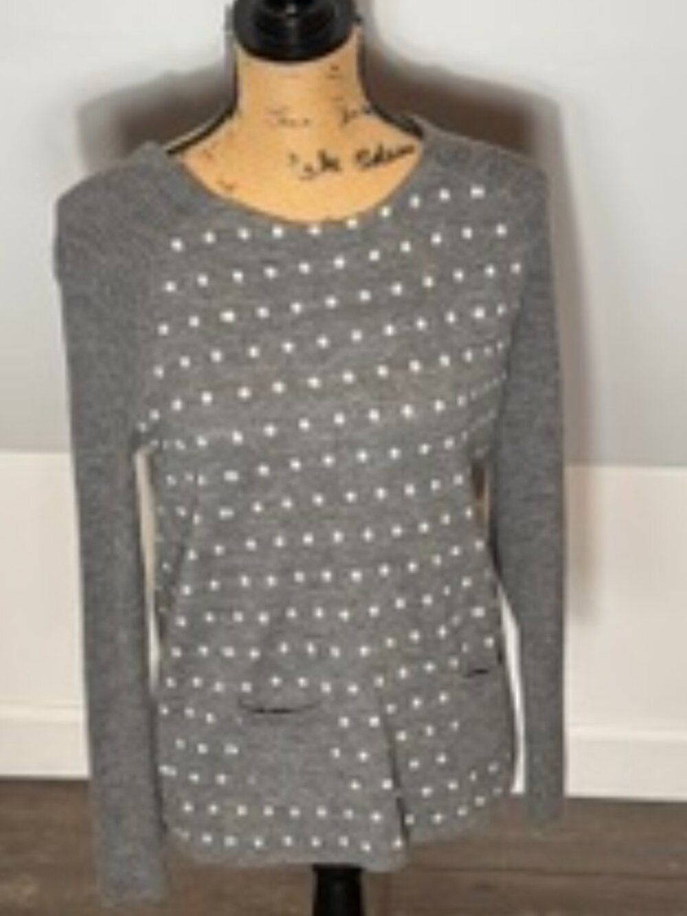 Loft Polka Dot Grey Sweater Size M
